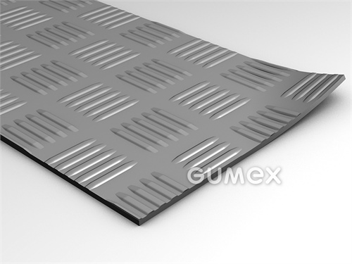 Dielektrický koberec D70 A601 G, hrúbka 4mm, šírka 1000mm, 70°ShA, kategória 50kV, NR-SBR, dezén kladivkový, -20°C/+70°C, šedá